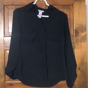 Candies 3/4 Sleeve Semi Sheer Button Up